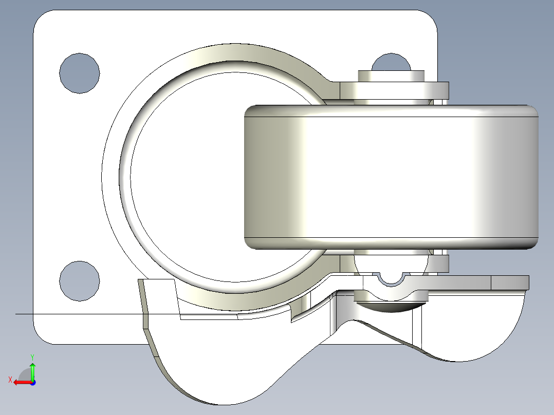 輕荷重腳輪(400N)5582-3D多系列多零件图纸模型后视图