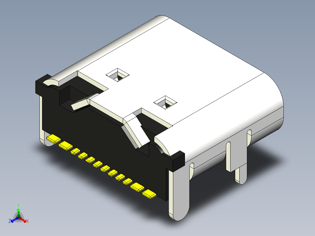 12针USB tpye C口详细模型