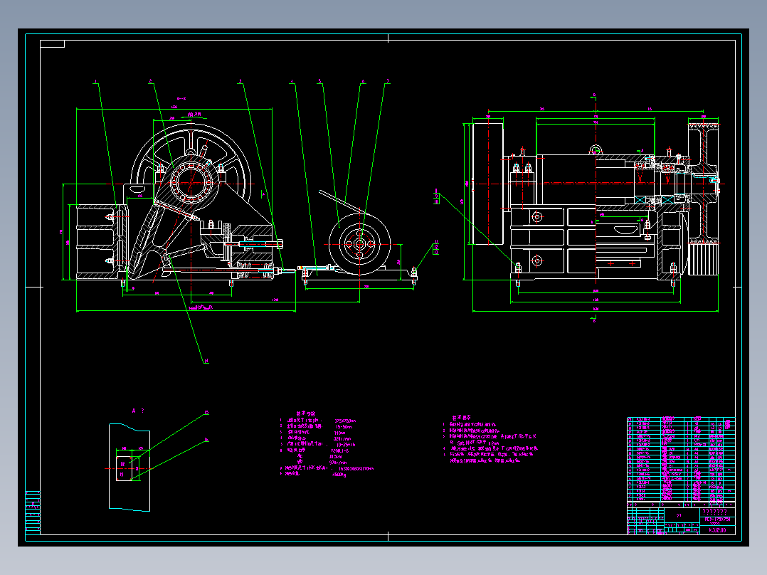 颚式破碎机CAD图纸 机械设计CAD图纸DWG图纸2D图纸