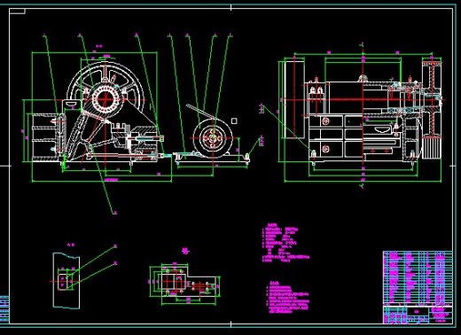 颚式破碎机CAD图纸 机械设计CAD图纸DWG图纸2D图纸缩略图
