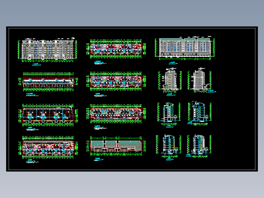 扬子名苑16#建筑施工图（平立剖）