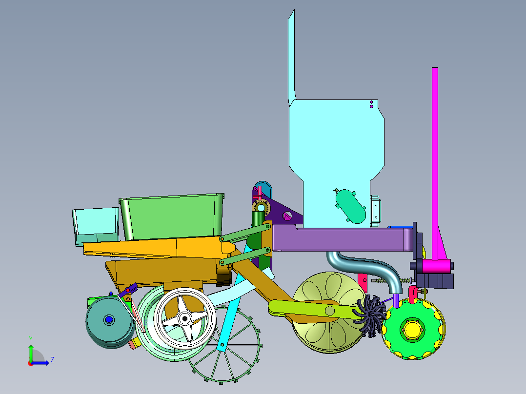 便携式蔬菜播种机左视图