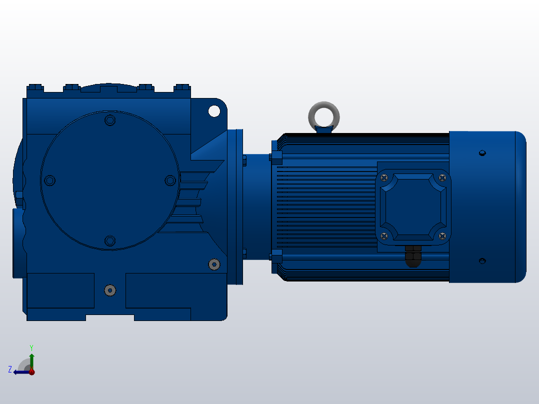 SF77法兰轴伸式安装斜齿-蜗轮蜗杆减速机SF77-YV0.37-8P-157.08-M1-0°-A+B右视图