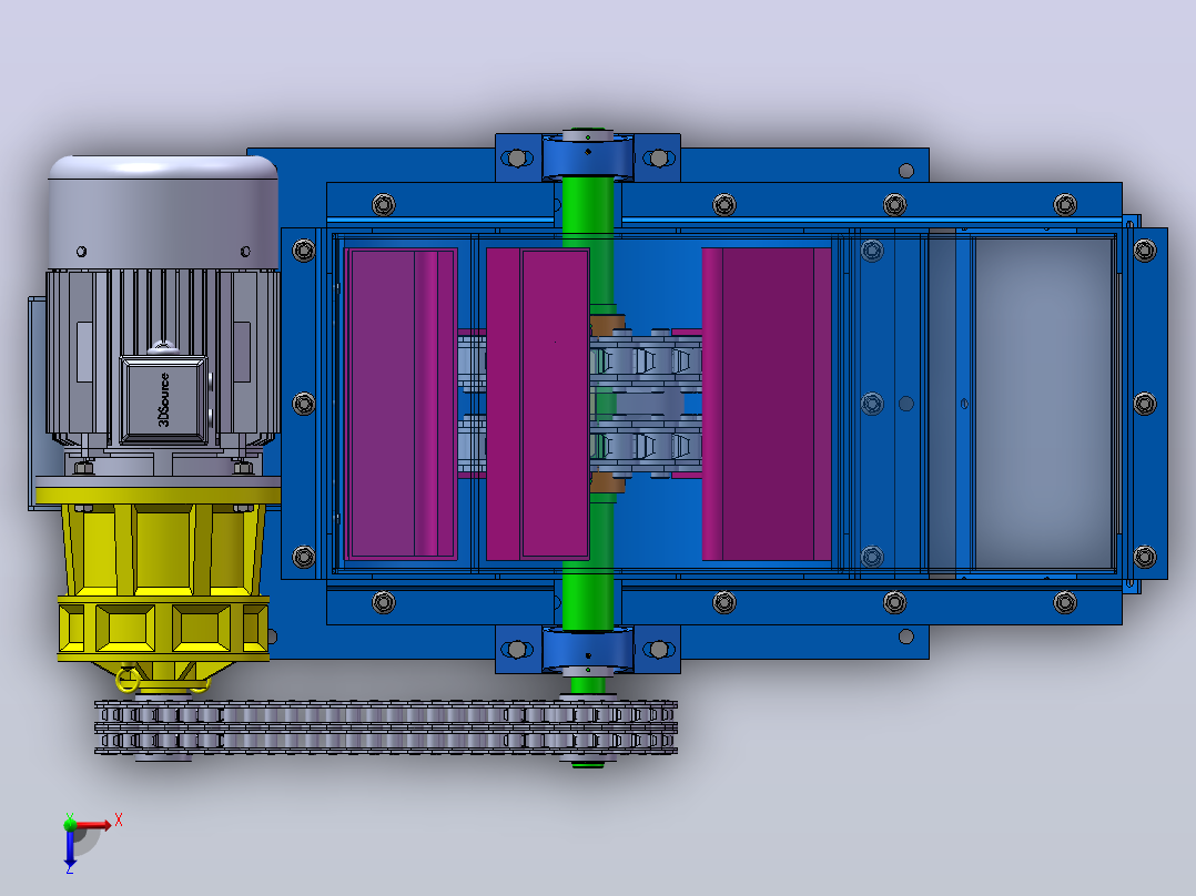 基于solidworks的煤炭提升机设计与建模（SW+CAD+说明书）俯视图