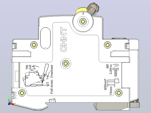 NB8LE-63(6-40A) 3P&amp;N剩余电流动作断路器三维模型202405前视缩略图