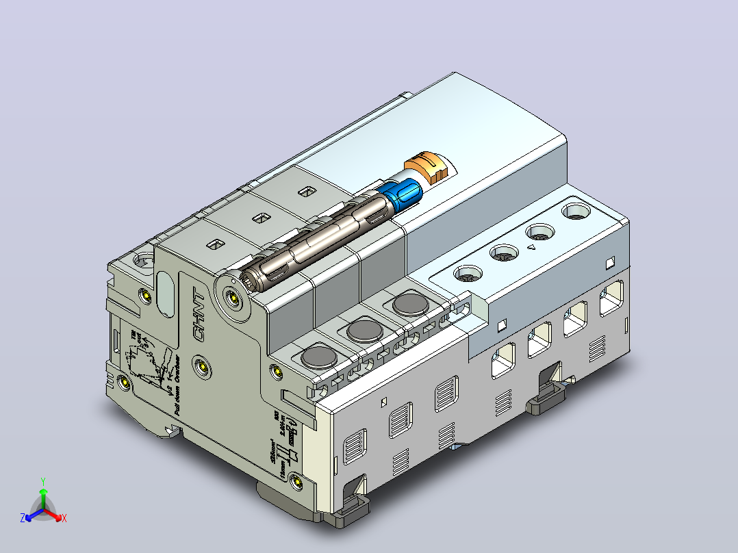 NB8LE-63(6-40A) 3P&amp;N剩余电流动作断路器三维模型202405正等轴测图