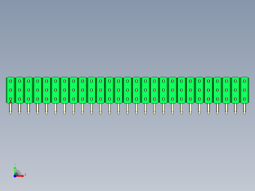 彩色公排针 100mil 2.54mm 系列-DS1022_green_3x27p_100mil_TypeD_rev1.0前视缩略图