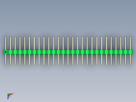 彩色公排针 100mil 2.54mm 系列-DS1022_green_3x27p_100mil_TypeD_rev1.0俯视缩略图