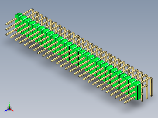 彩色公排针 100mil 2.54mm 系列-DS1022_green_3x27p_100mil_TypeD_rev1.0正等轴测缩略图