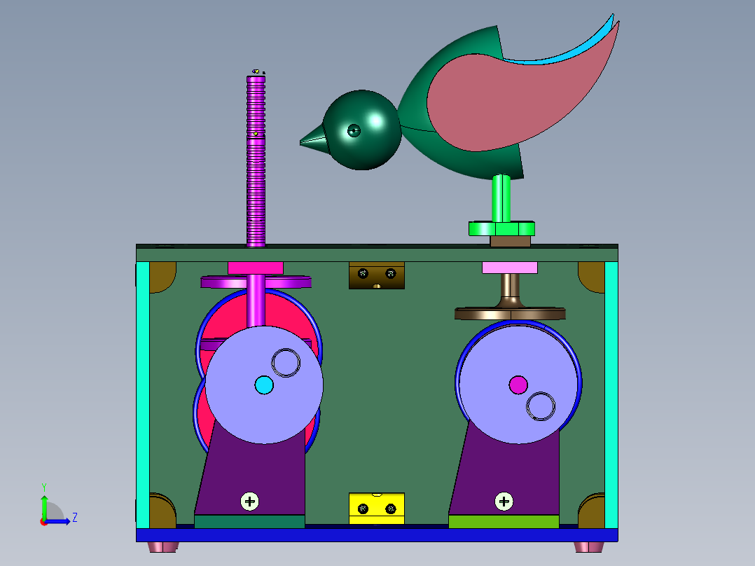 模拟小鸡啄米运动机左视图