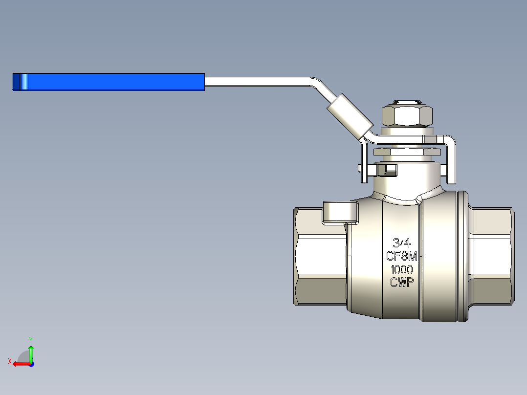 管道手动球阀-水管开关阀-手动阀门手动不锈钢内螺纹球阀DN20后视图