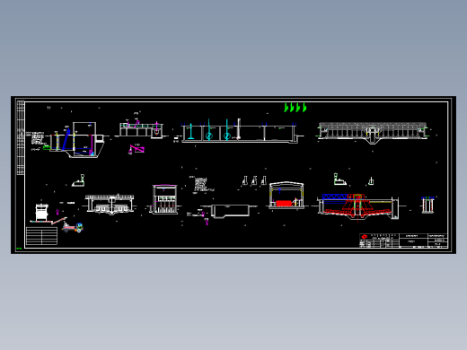 50000方城镇污水A2O工艺平面布置图及高程图