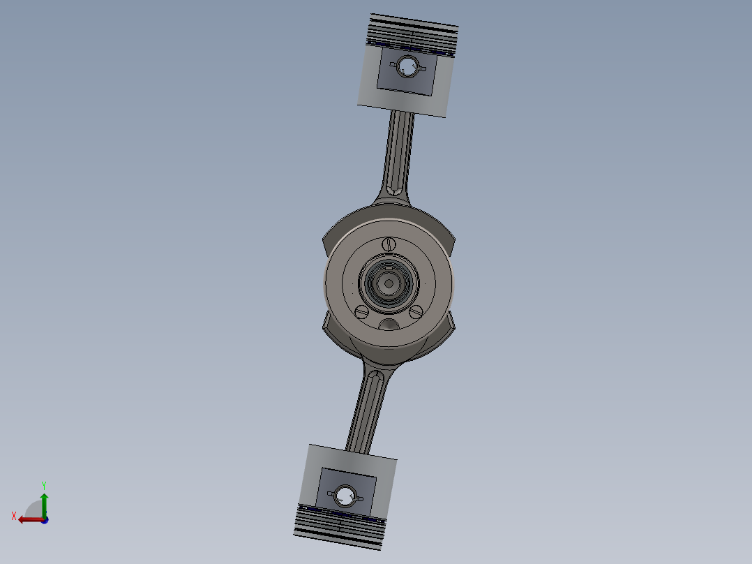 摩托车曲轴活塞后视图