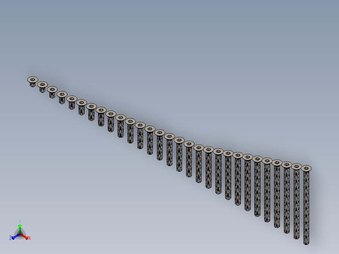 M12系列沉头内六角螺钉正等轴测图