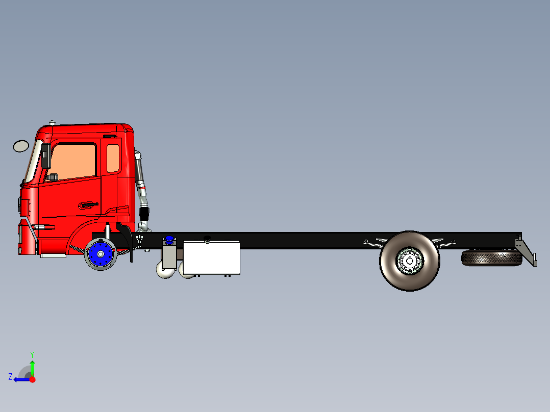 二类卡车底盘右视图