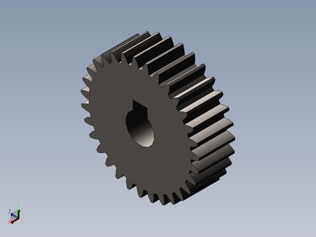 三级传动从动齿轮正等轴测图
