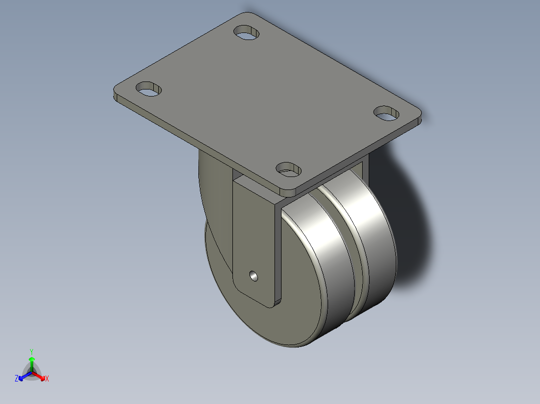 3寸万向脚轮(屹上)主视图