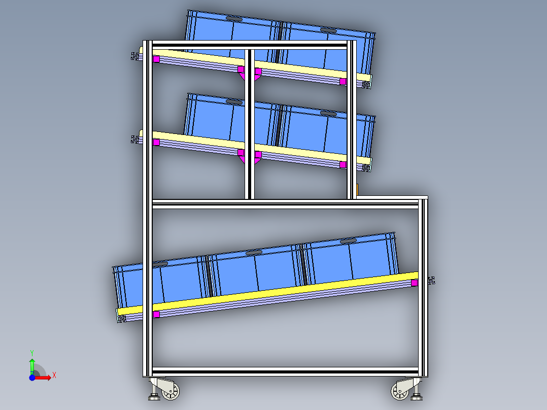 带缓存台物料架前视图
