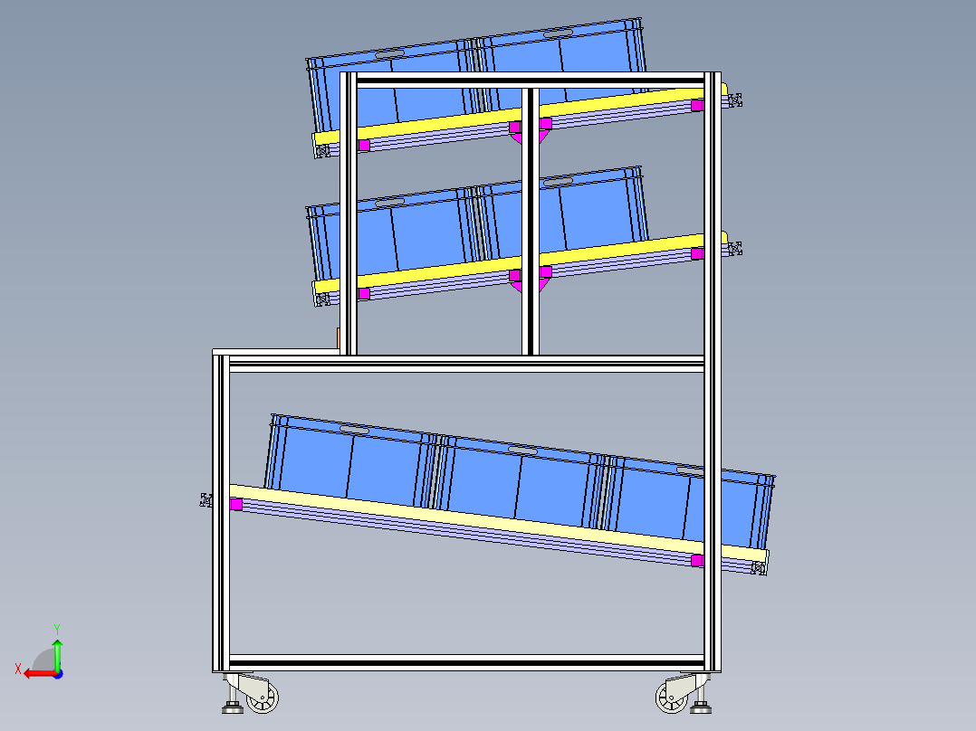 带缓存台物料架后视图