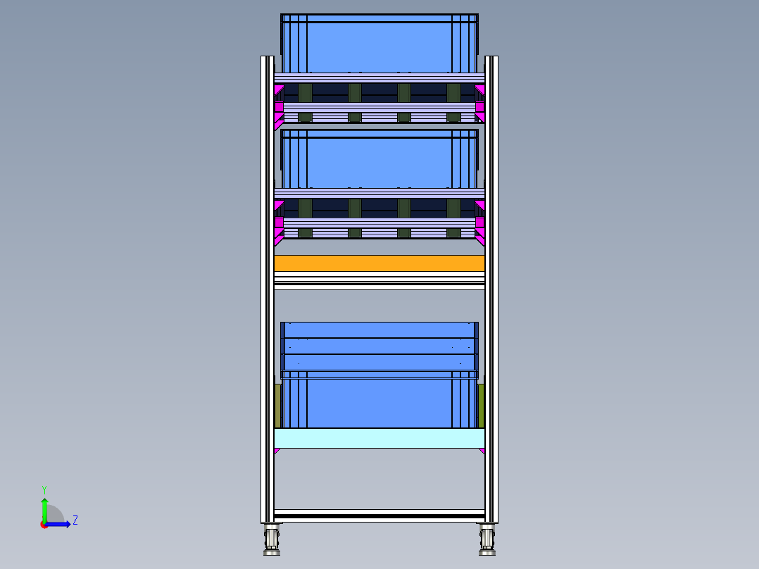 带缓存台物料架左视图
