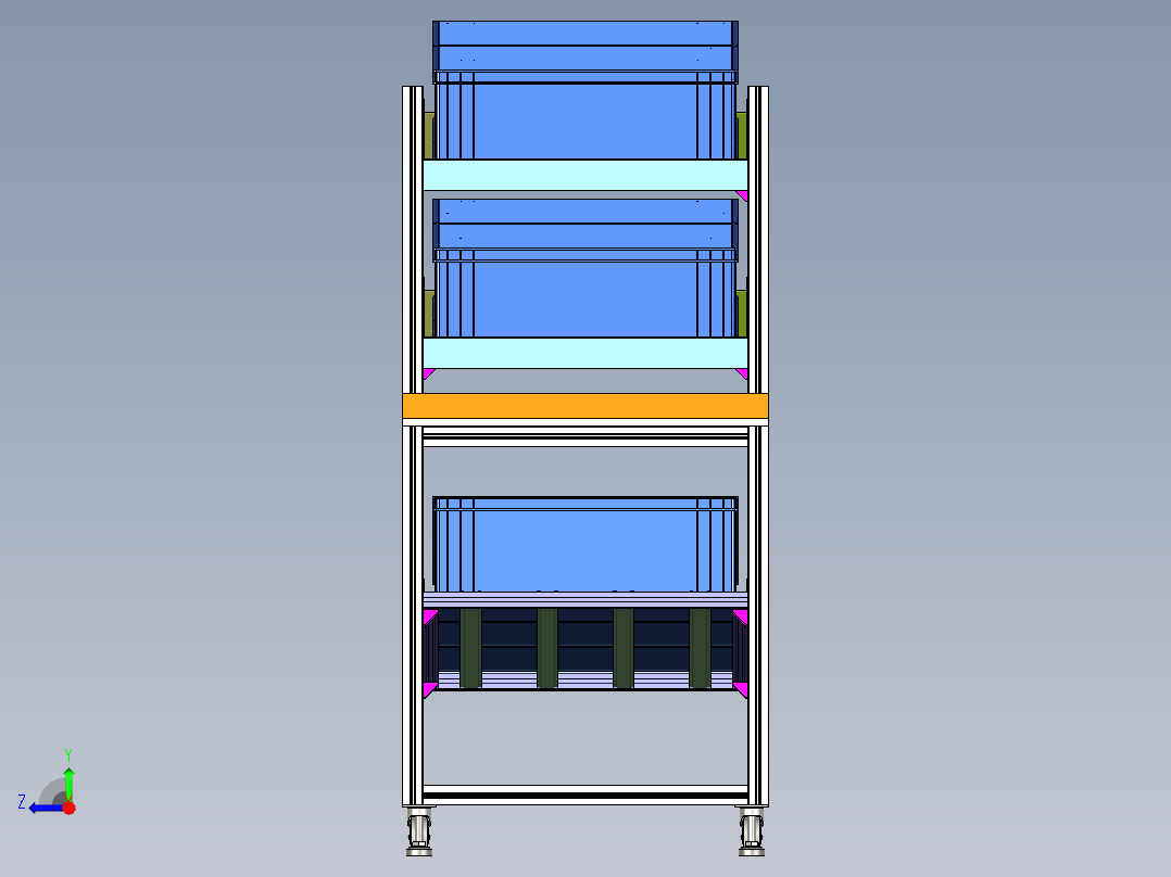 带缓存台物料架右视图