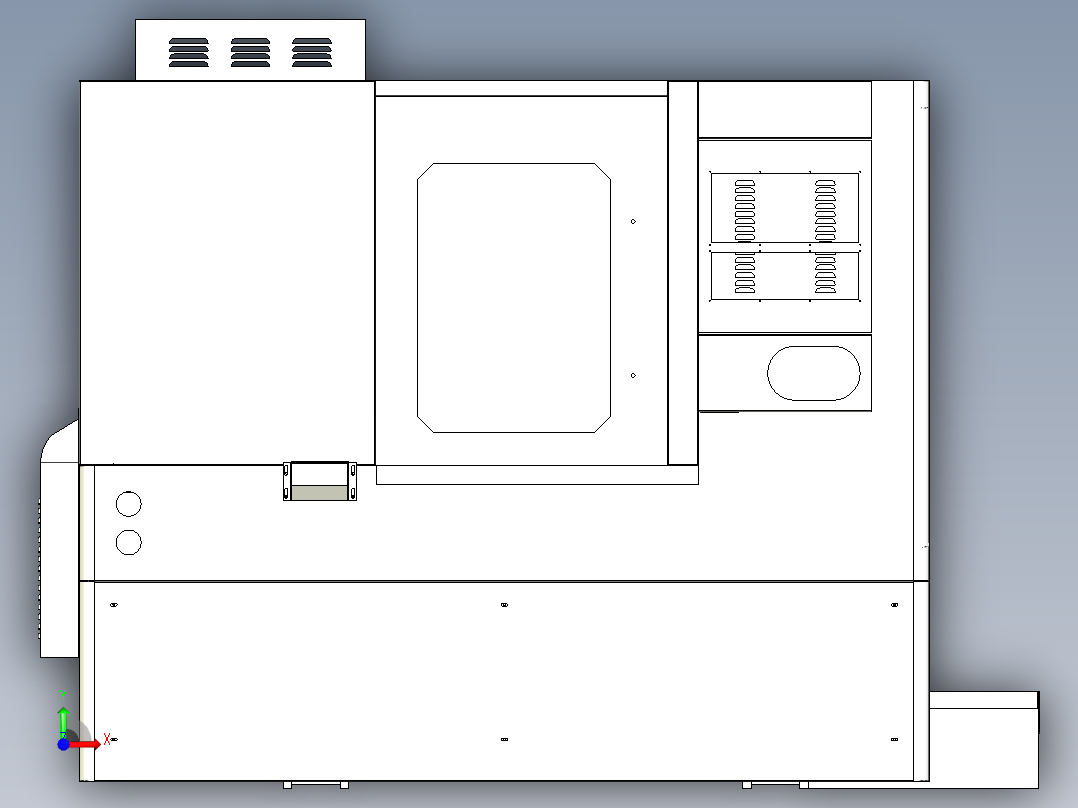 46P斜床身数控车床及钣金外壳前视图