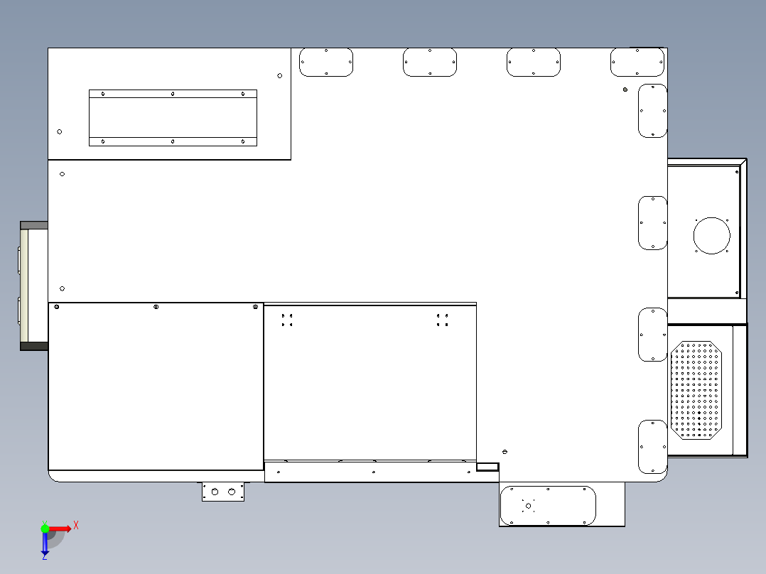 46P斜床身数控车床及钣金外壳俯视图