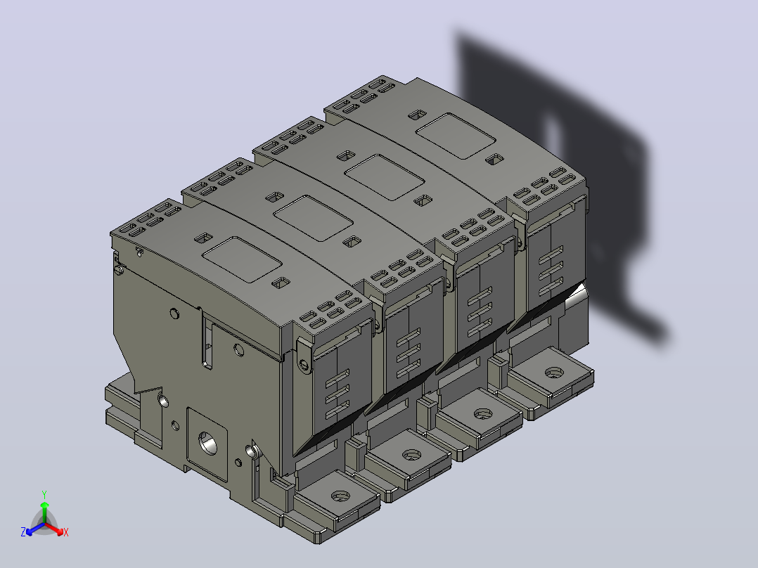 NHR40-250 4P隔离开关熔断器组三维模型201709正等轴测图