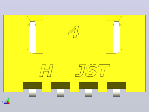 黄色JST XH 4针连接器P 2 54mm有角度右视缩略图