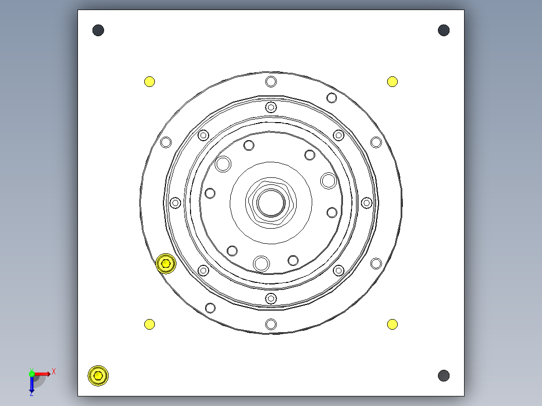 使用中空马达的简易旋转升降俯视图