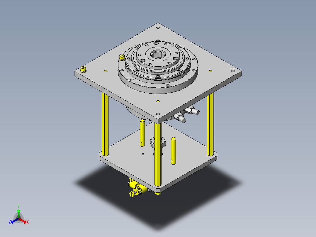 使用中空马达的简易旋转升降正等轴测图