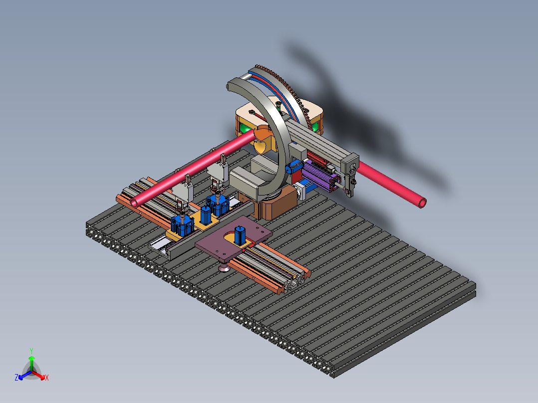 可编程半自动弯管机3D模型正等轴测图