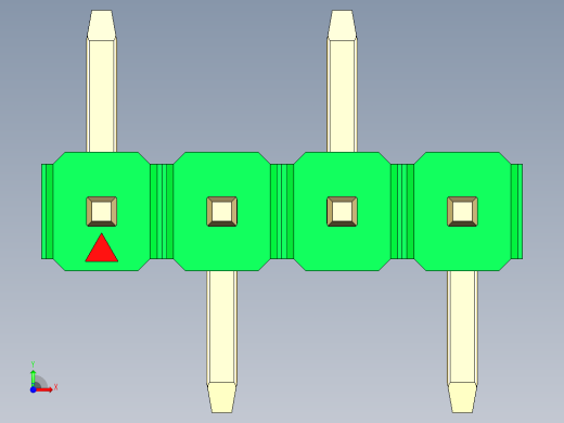 彩色公排针 100mil 2.54mm 系列-DS1022_green_04p_100mil_Type_SMT_R1_rev1.0前视缩略图