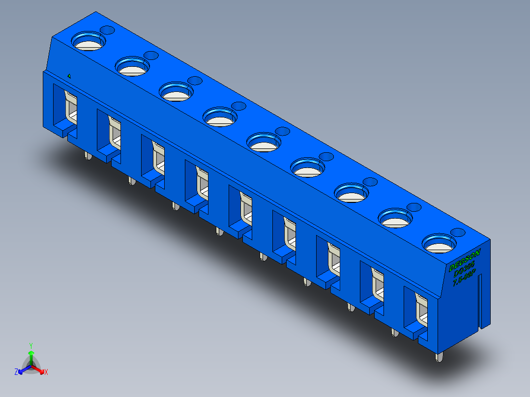 DEGSON DG305 系列 5.07.5mm 接线端子-DG305-7.5-09P-12-00AH正等轴测图