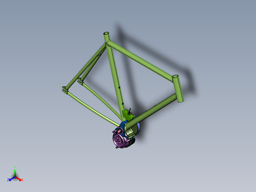 自行车变身电助力电机正等轴测图