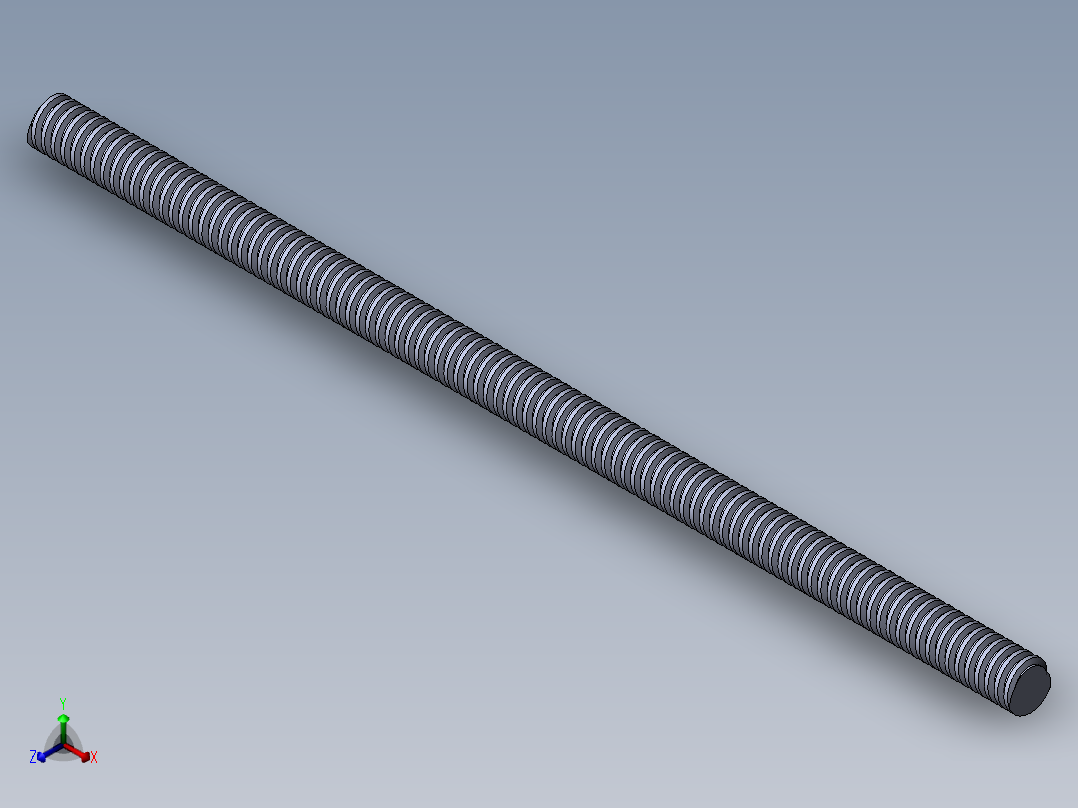 公制 （ISO） 梯形螺钉-TR9x2x200.SLDPRT正等轴测图