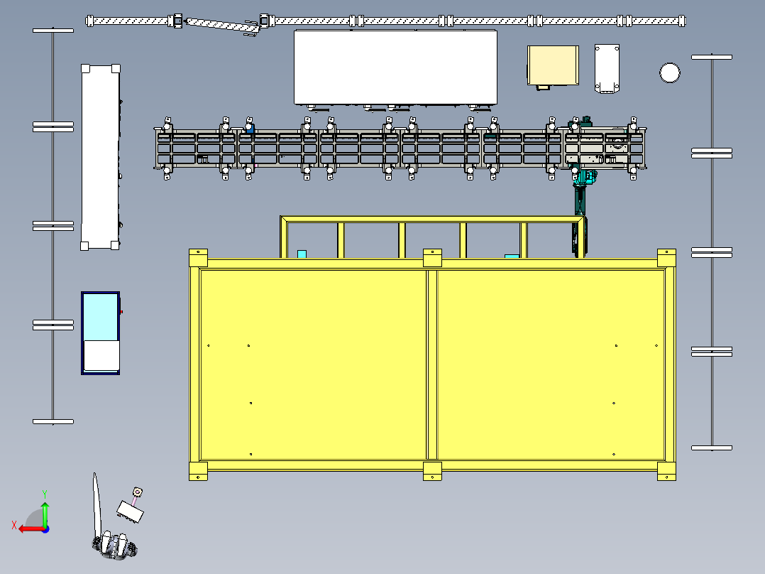 大型机械车架的焊接工作站模拟后视图
