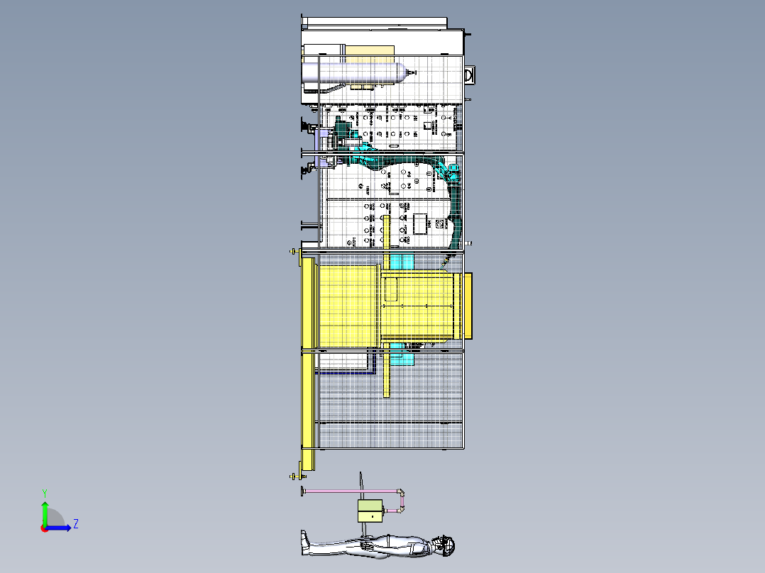 大型机械车架的焊接工作站模拟左视图