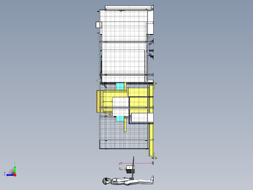 大型机械车架的焊接工作站模拟右视图