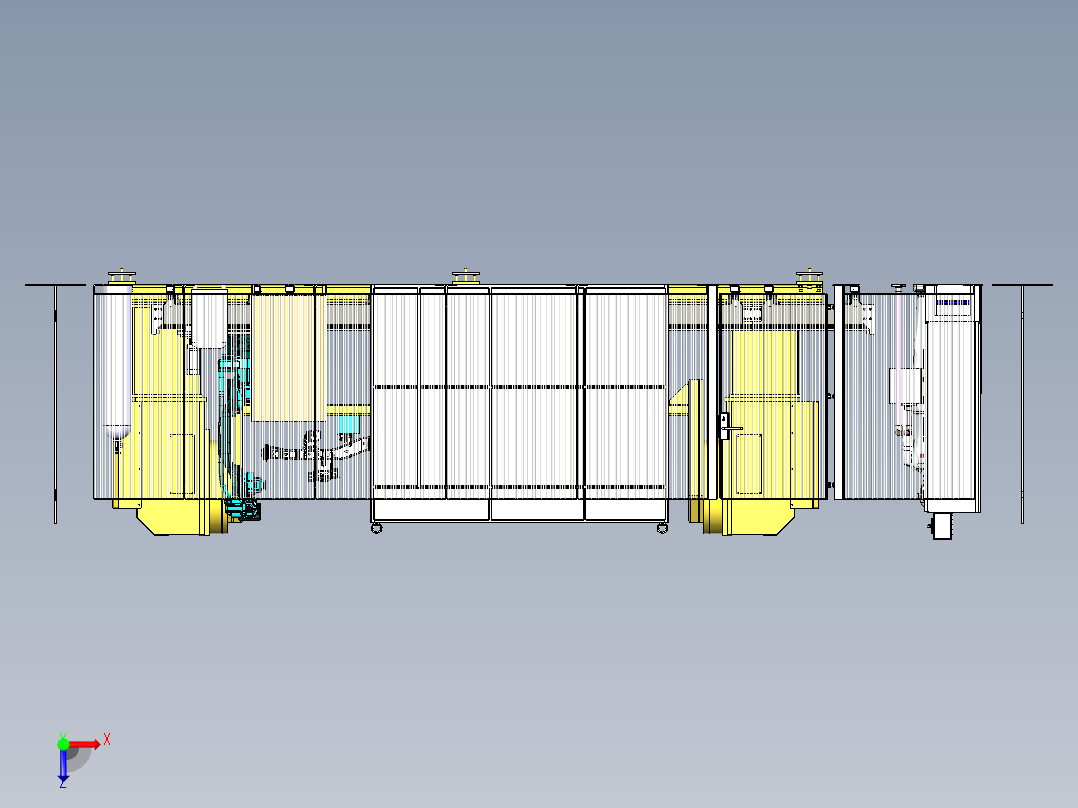 大型机械车架的焊接工作站模拟俯视图