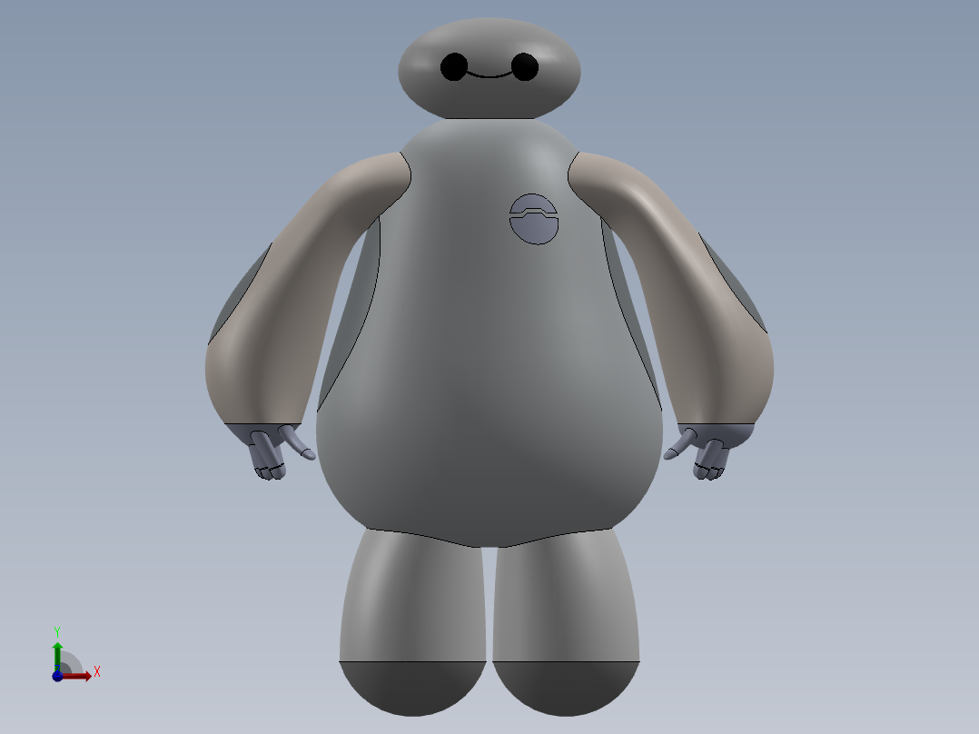 Solidworks中的BAYMAX 3D模型前视图