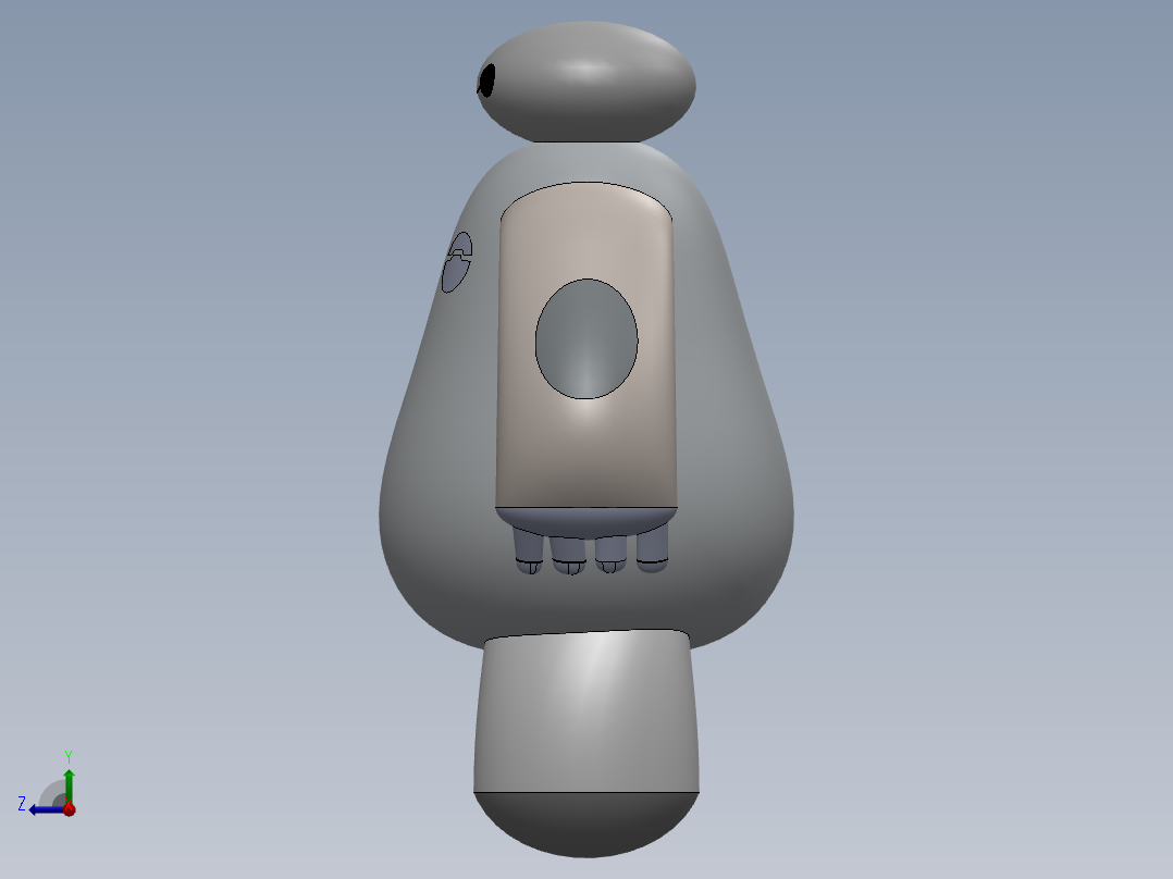 Solidworks中的BAYMAX 3D模型右视图