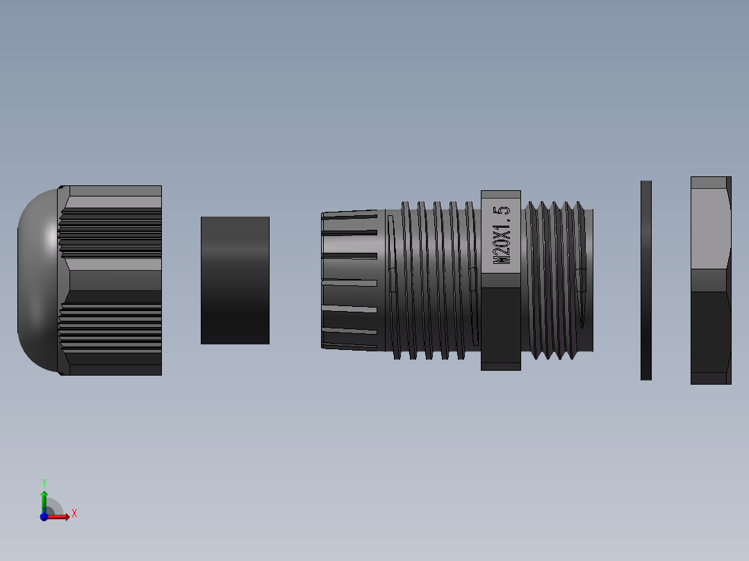 M20x1.5增安防爆尼龙电缆接头前视图