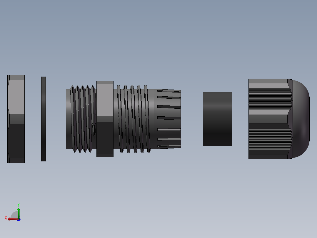 M20x1.5增安防爆尼龙电缆接头后视图