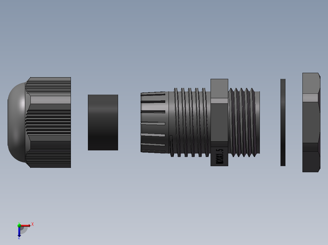 M20x1.5增安防爆尼龙电缆接头俯视图