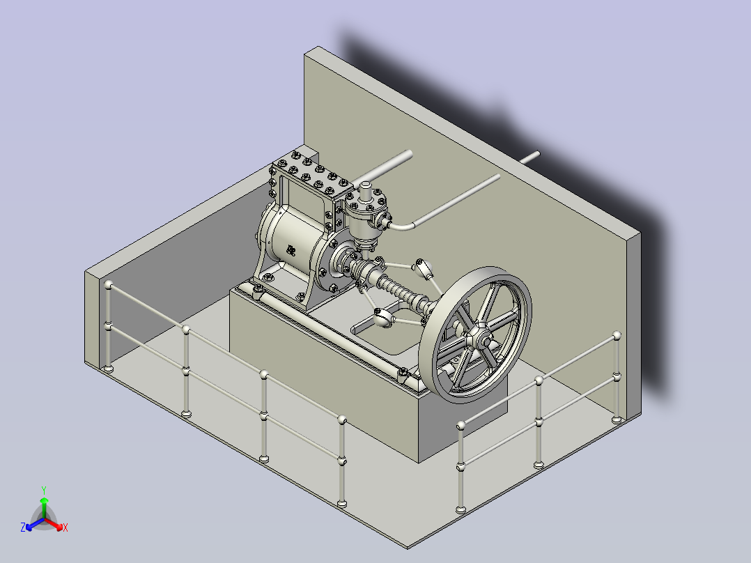 旋转式蒸汽机3D图纸三维模型主视图