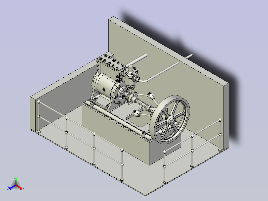 旋转式蒸汽机3D图纸三维模型正等轴测图