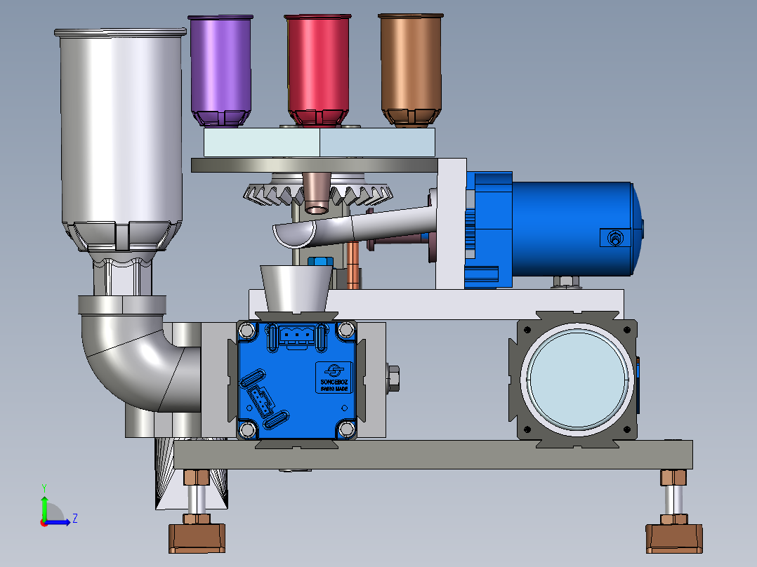 原料混合装置设备3D模型左视图