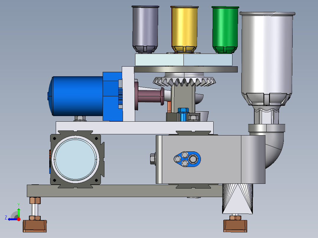 原料混合装置设备3D模型右视图