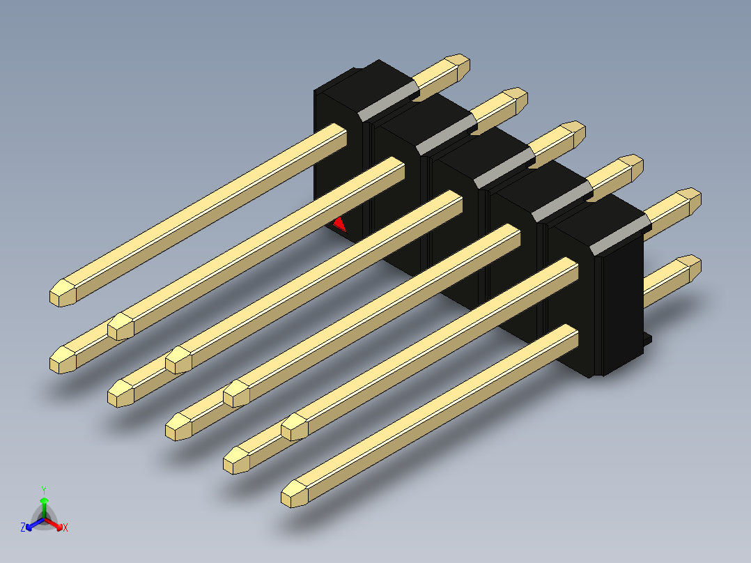 彩色公头100mil（2.54mm）系列-DS1021_black_2x05p_100mil_Type5_rev1.0正等轴测图